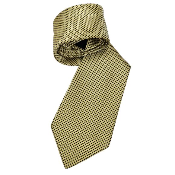 Brooks Brothers Silk Tie Made in the USA Navy Gold Diamond Dot Geometric Wedding - Picture 4 of 9